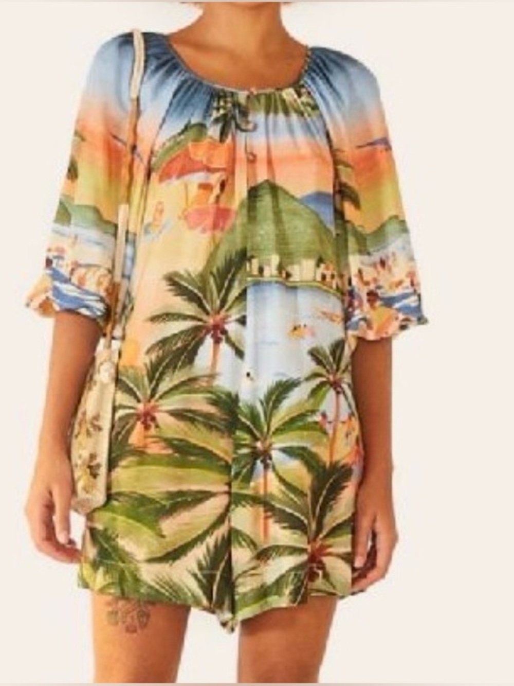 Farm Rio carioquíssima Cotton
Tropical Palm Print Romper Size Small
